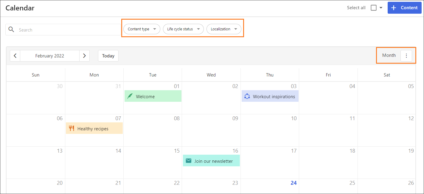 Calendar page