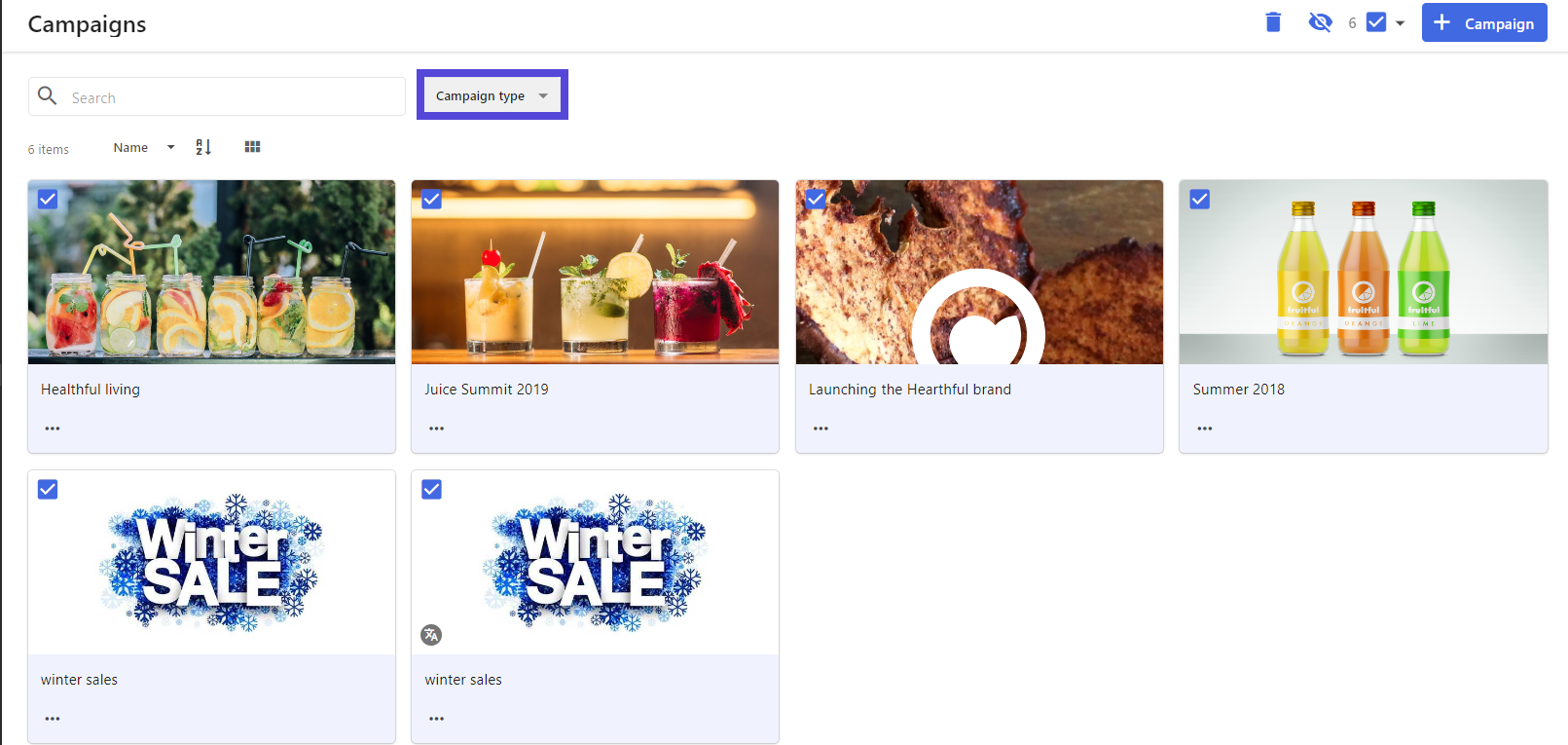 Campaigns page