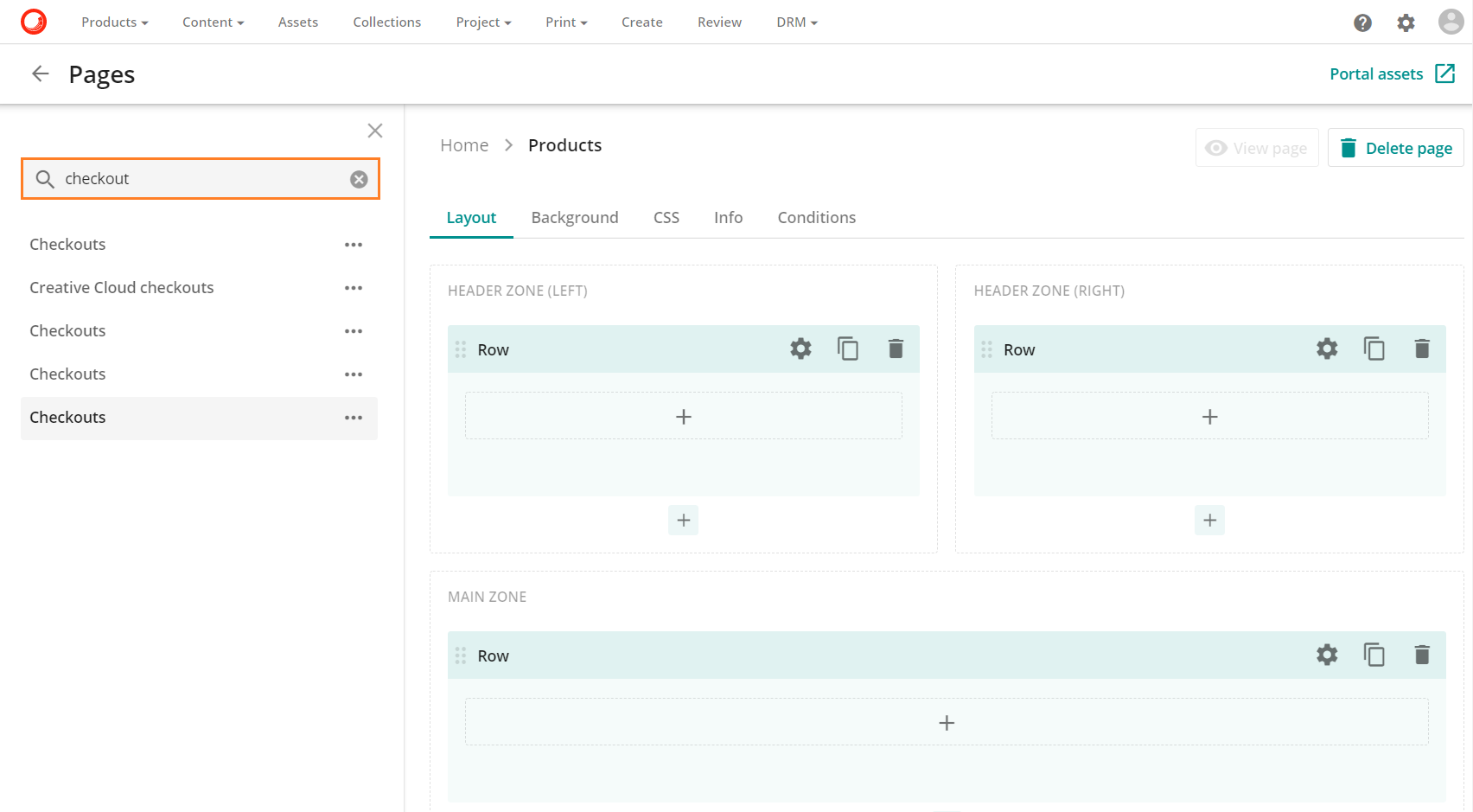 Checkouts page