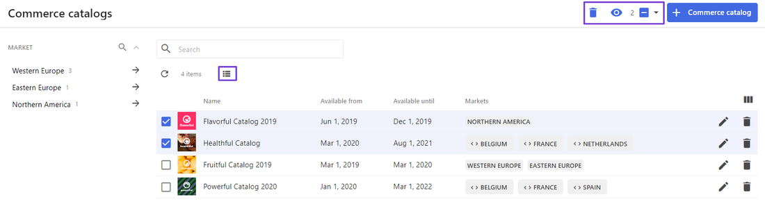 Commerce catalog