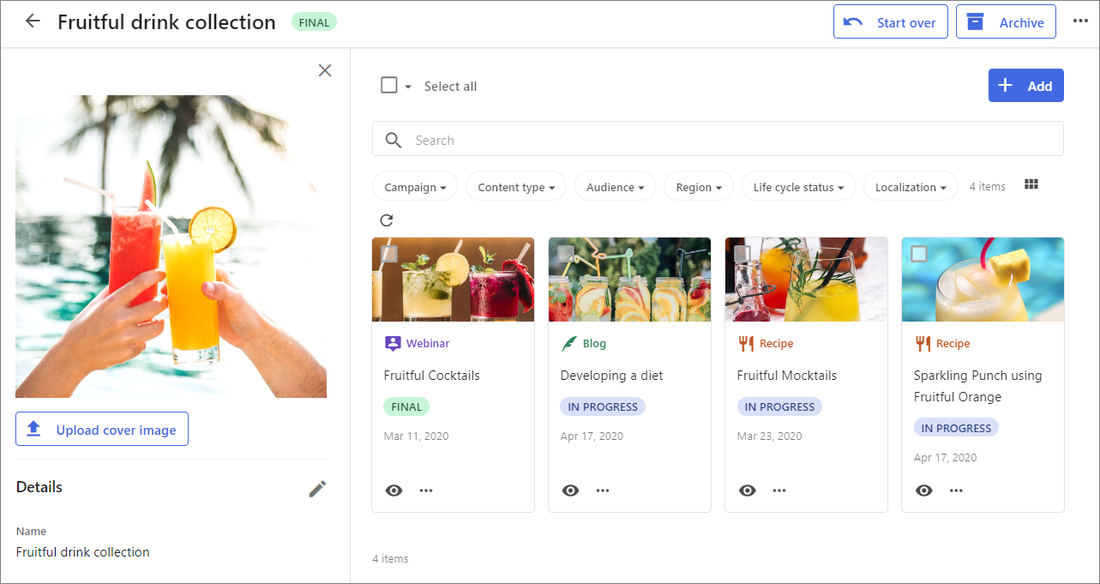 Content collection page
