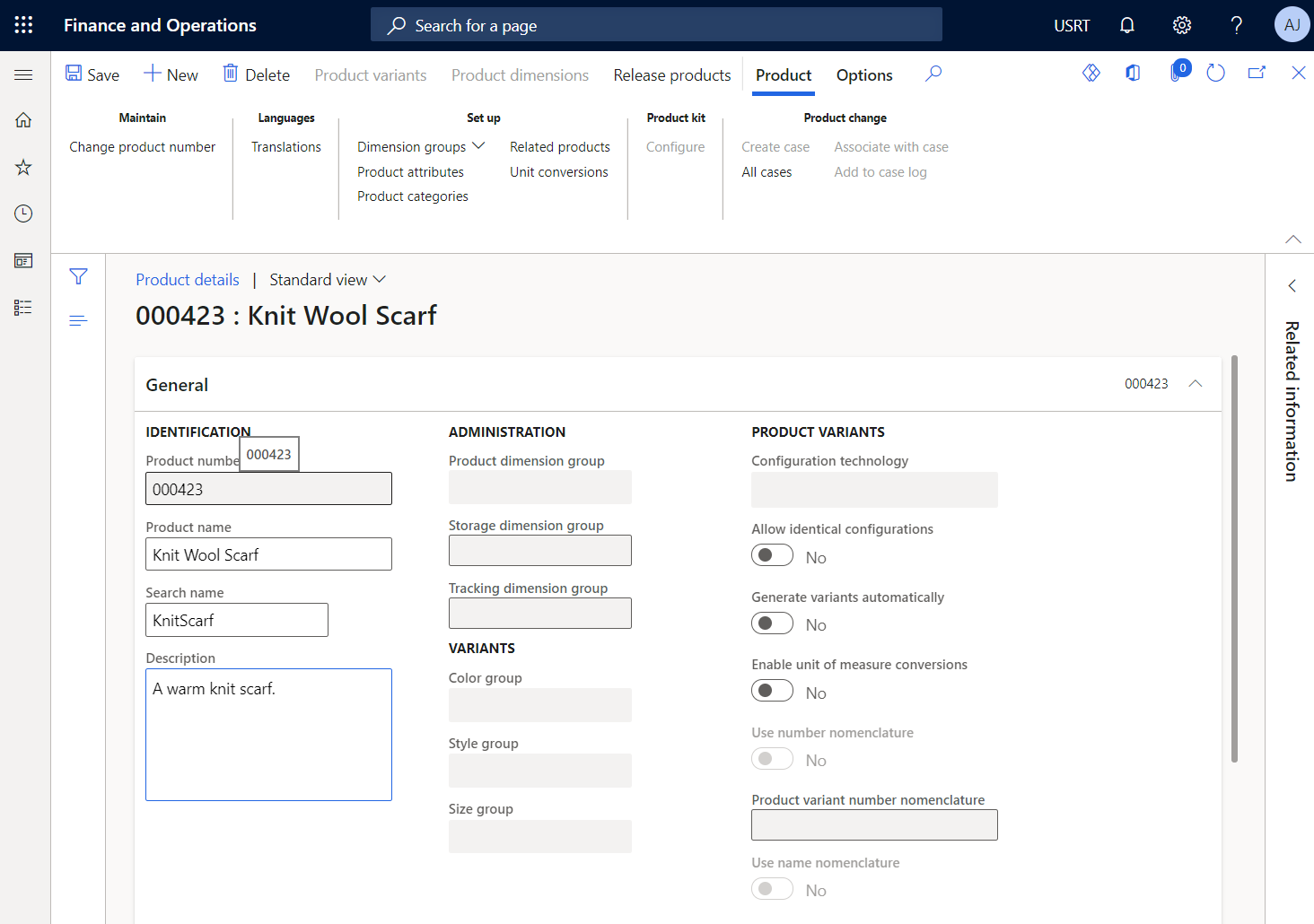 D365 Finance and Operations page