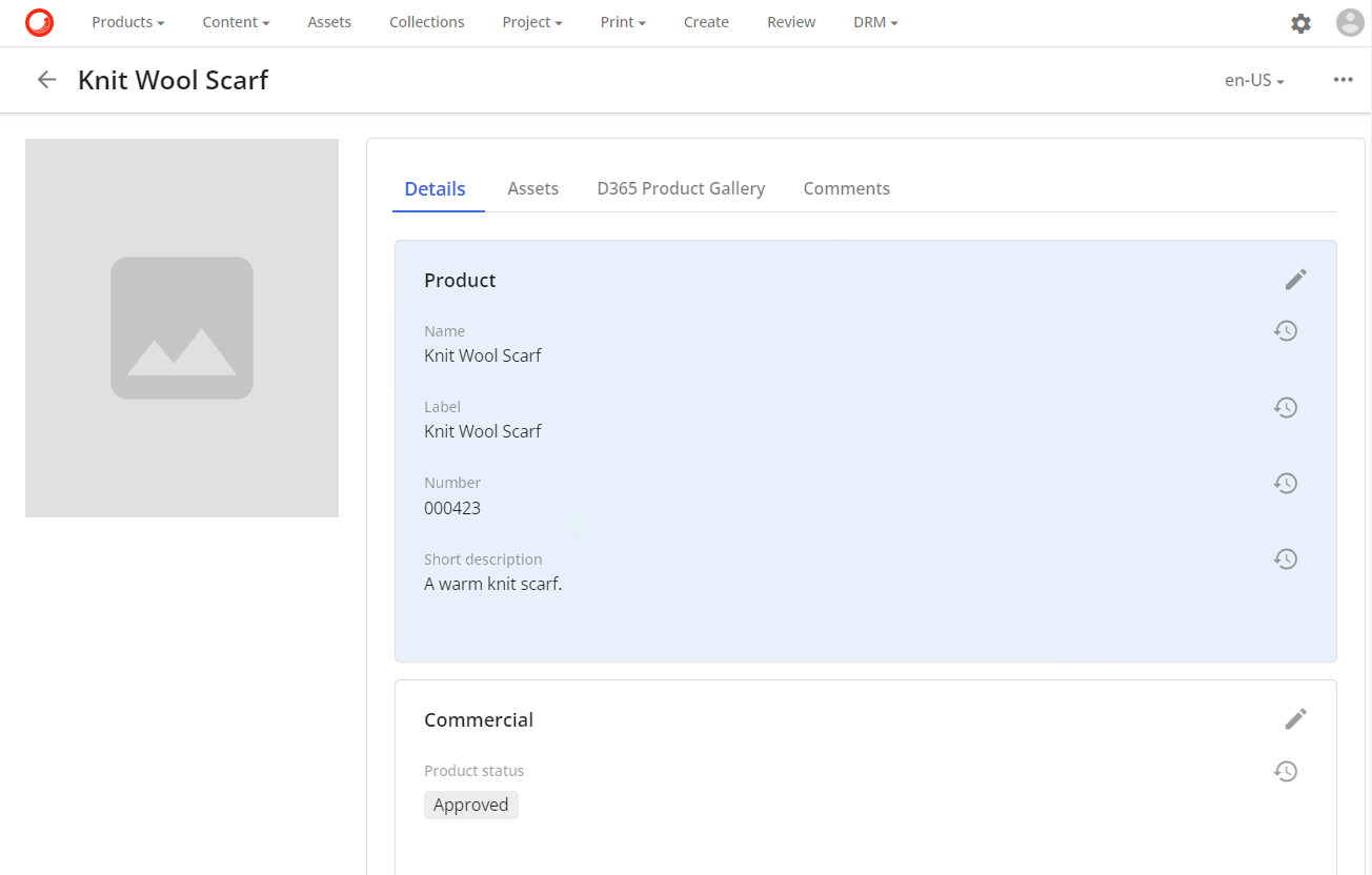 D365 product displayed in Content Hub