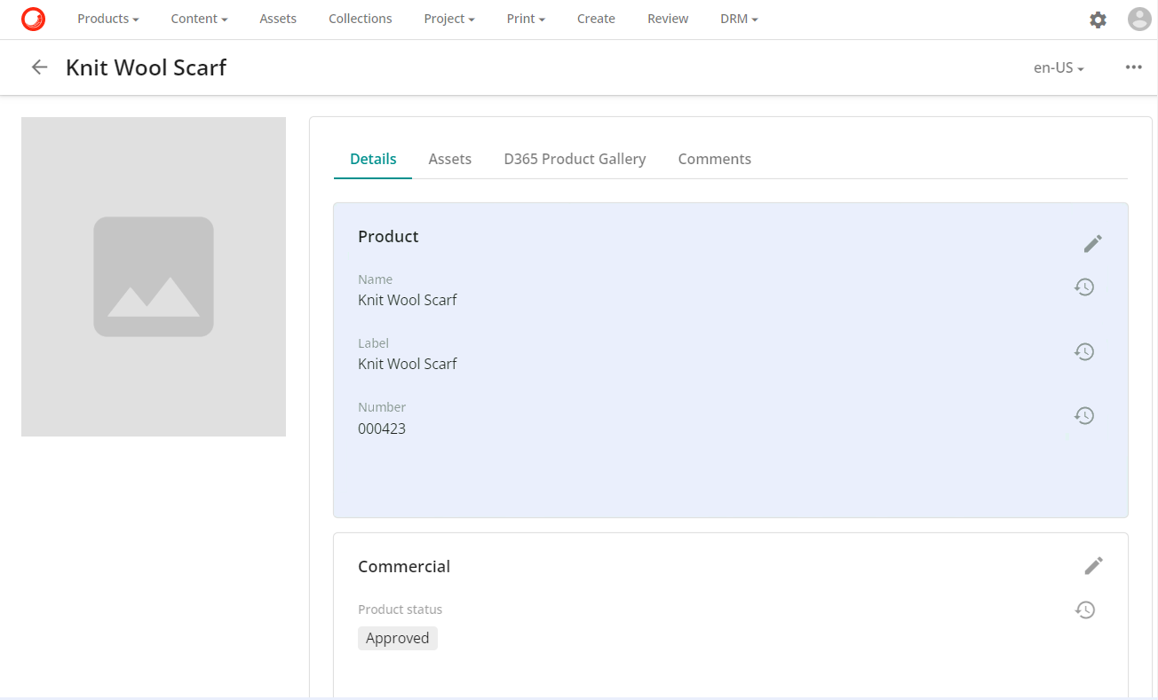 D365 product in Content Hub product details page