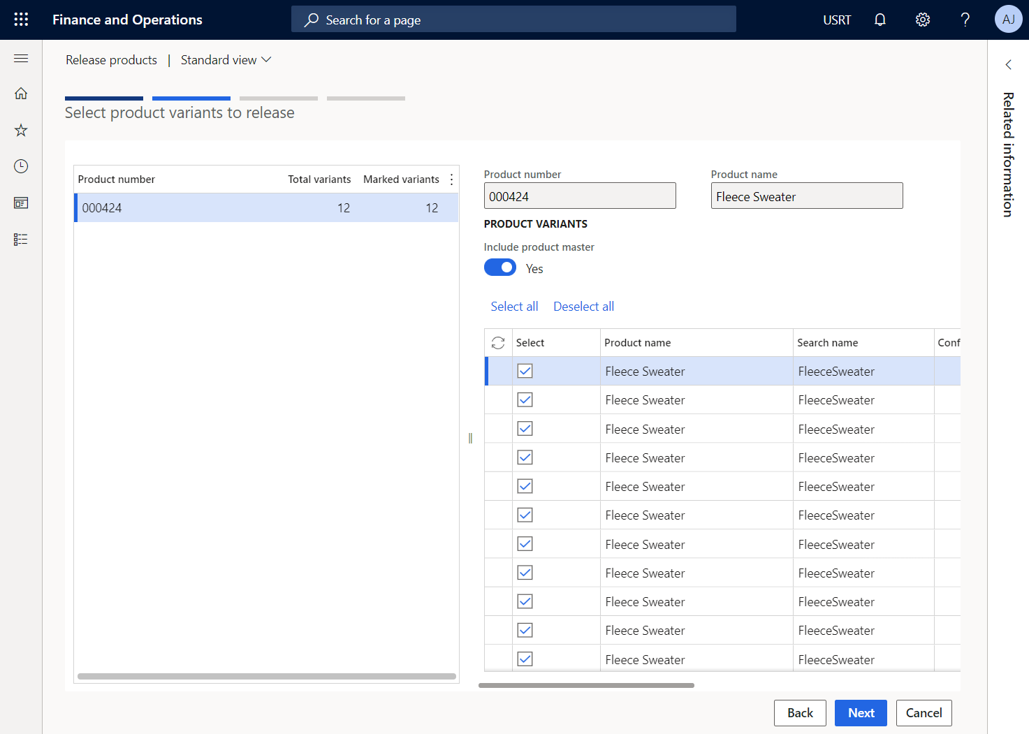 D365 product variants to release to companies page