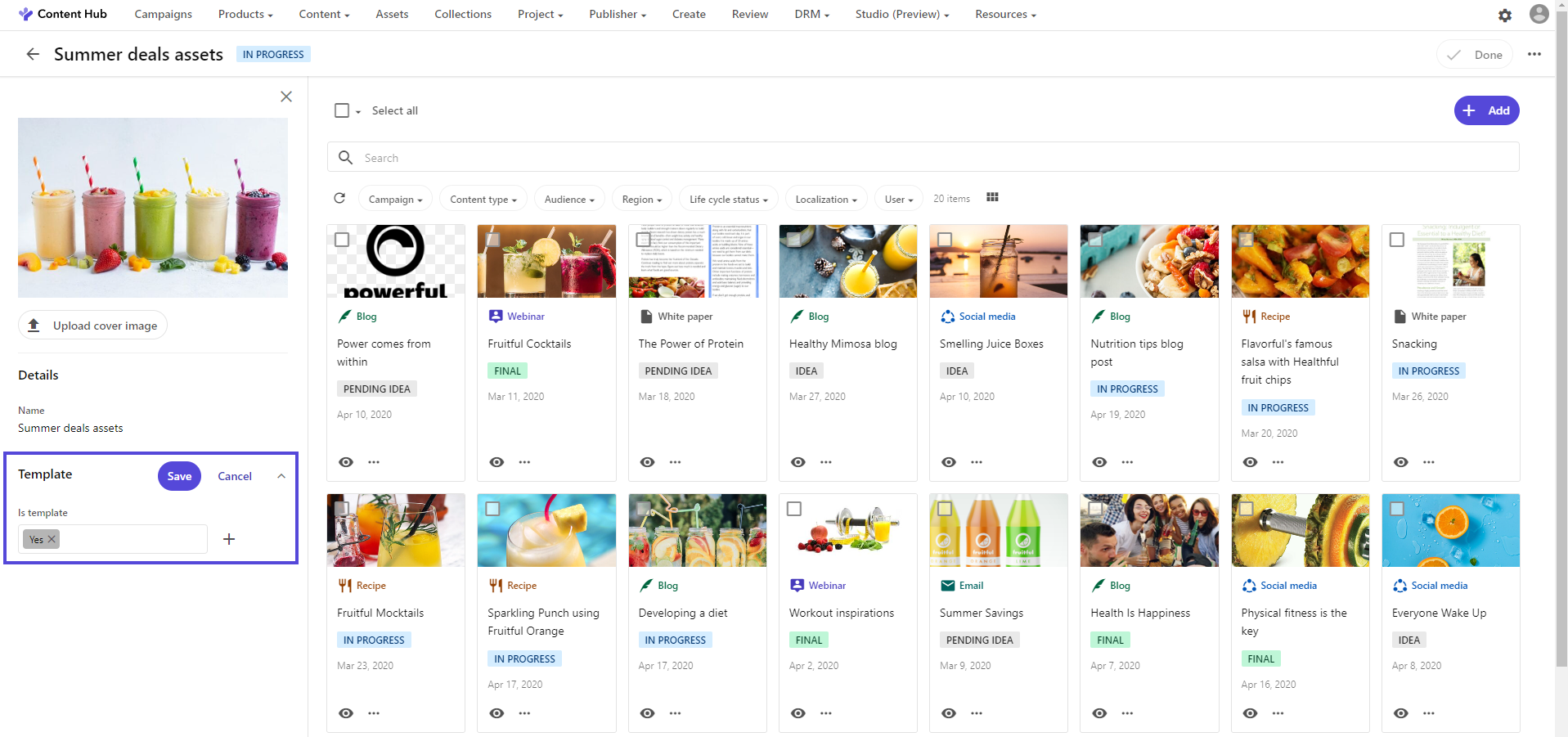 Is template option available on content collection details page example Is template option available on content collection details page example