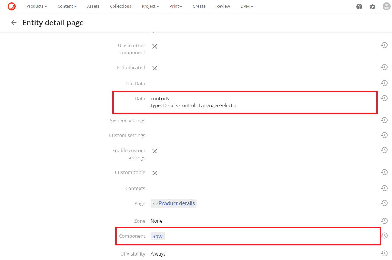 Entity details page Entity details page