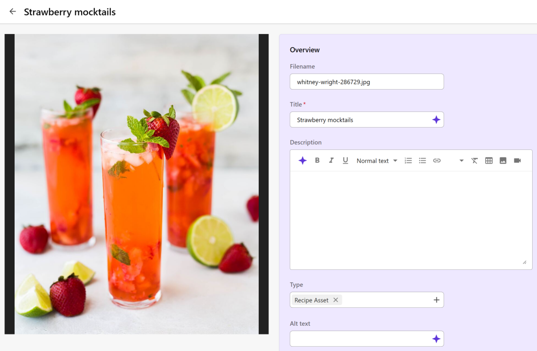 Example of AI-generation configured on several fields