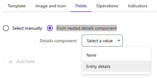 Fields drop-down list