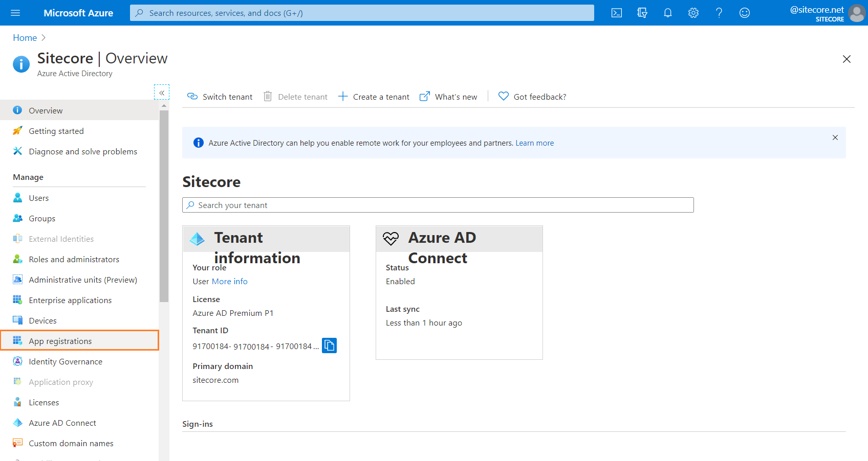 go to Azure Active Directory and choose App registrations go to Azure Active Directory and choose App registrations