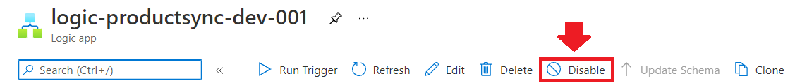 How to disable the logic app