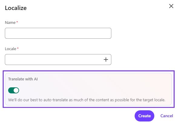 Localize dialog with Translate switch
