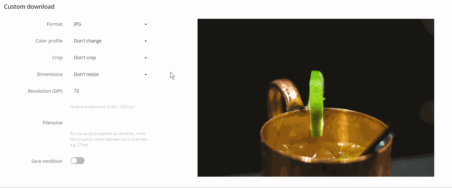 Manual cropping using the selection tools