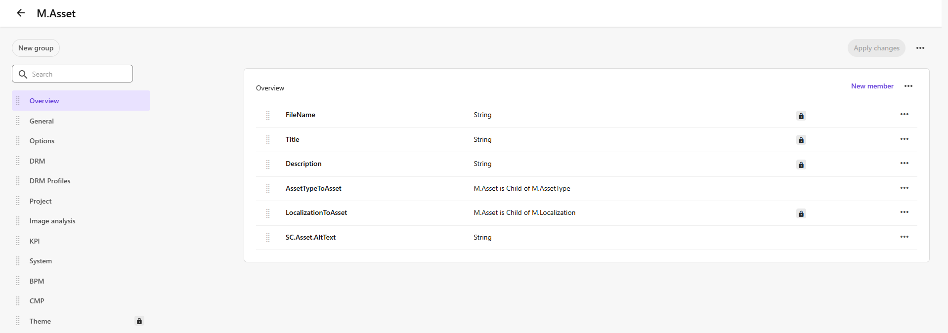 Overview of the M.Asset details