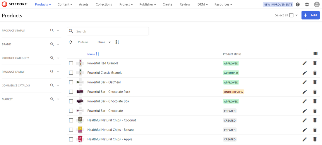 Products page