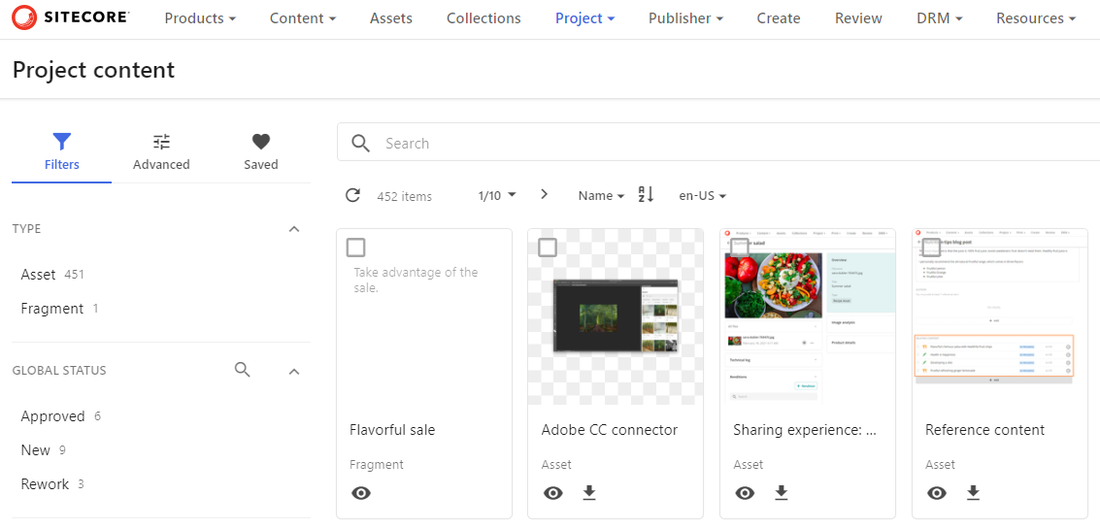Project content page