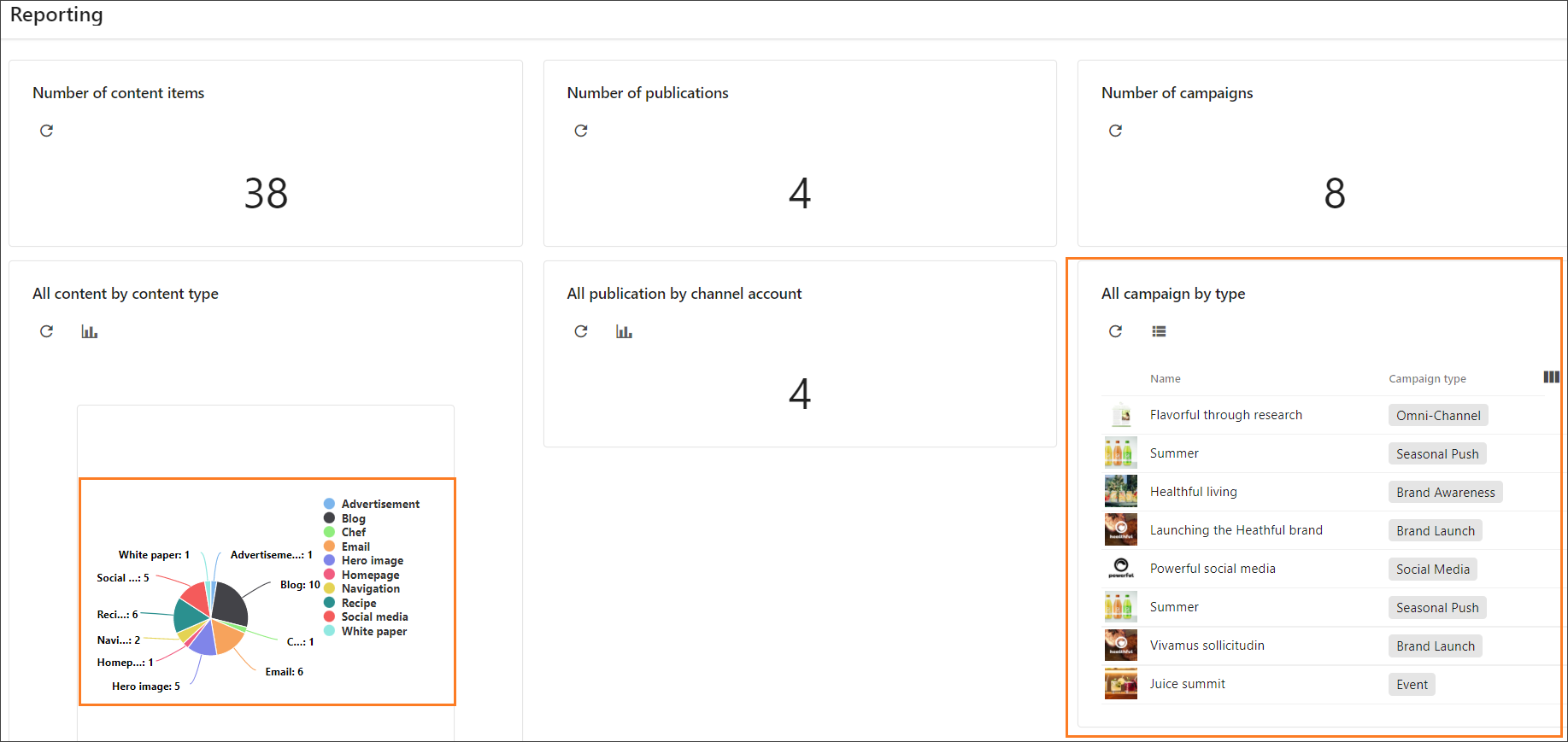 Reporting page example