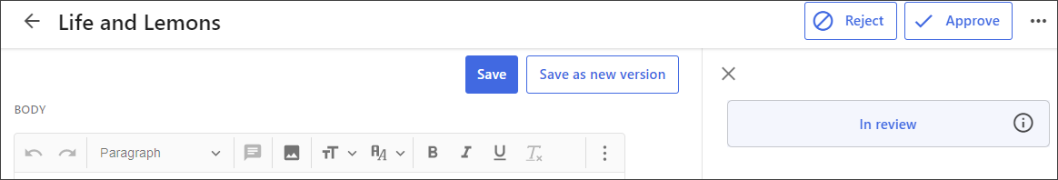 Review Approve and Reject buttons Review Approve and Reject buttons