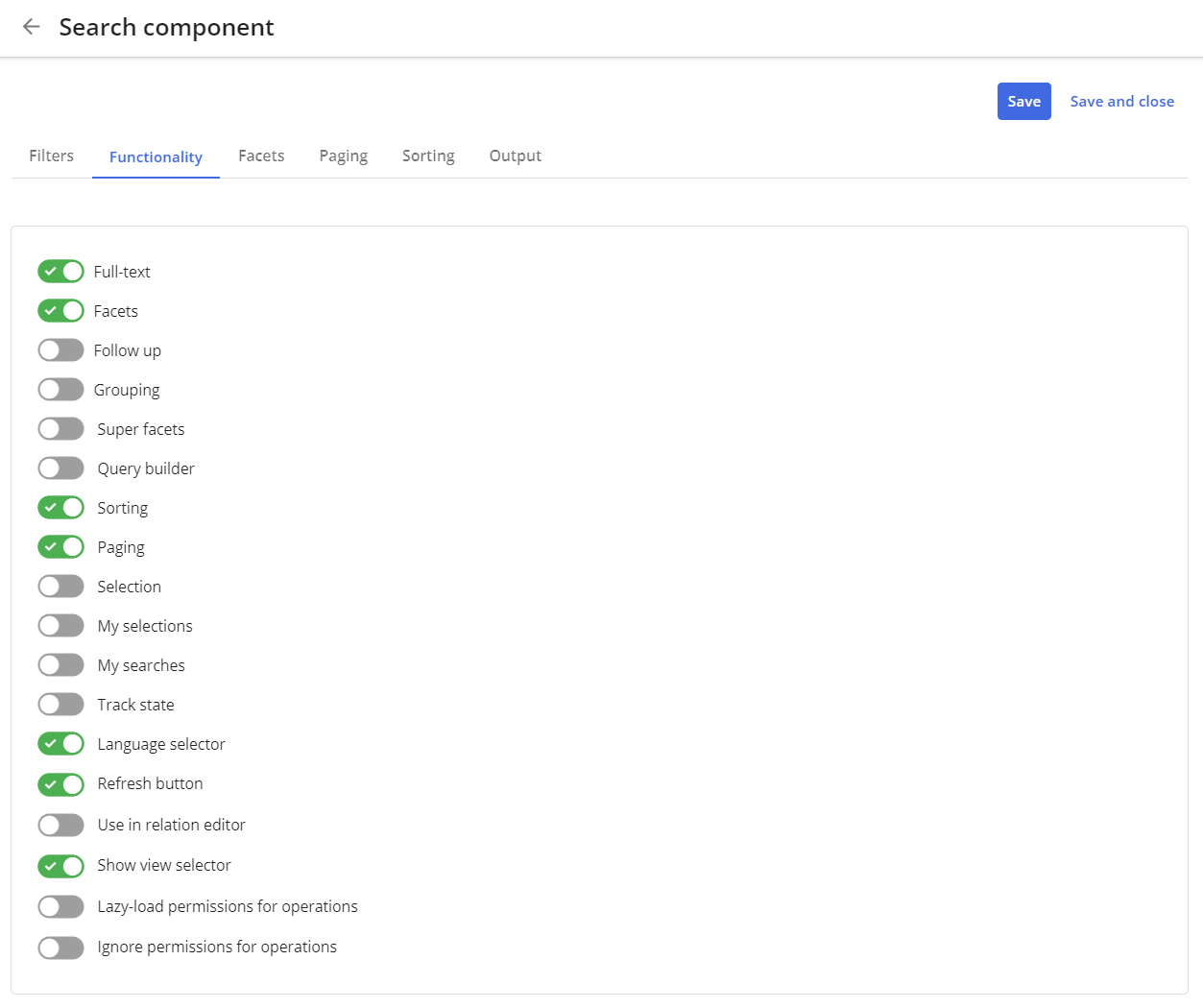 Search component with activated search functionality Search component with activated search functionality