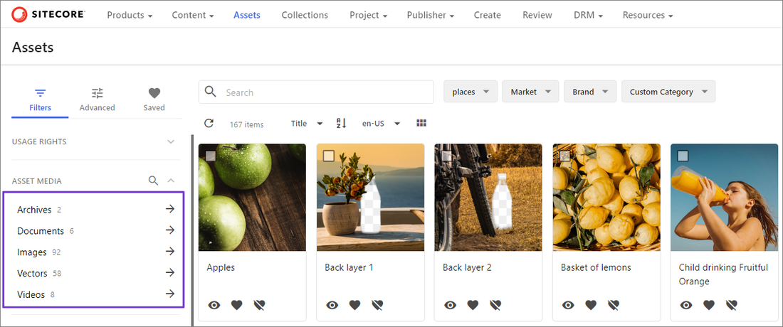 Search page facets overview
