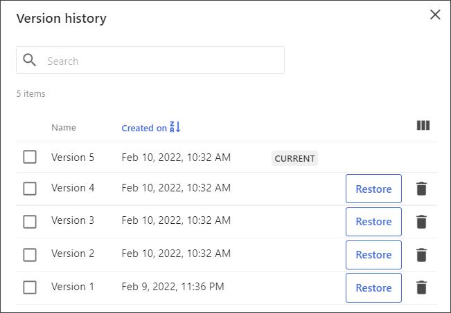 Version history