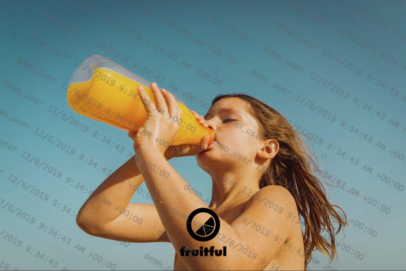Watermarked image with background margin at ten percent