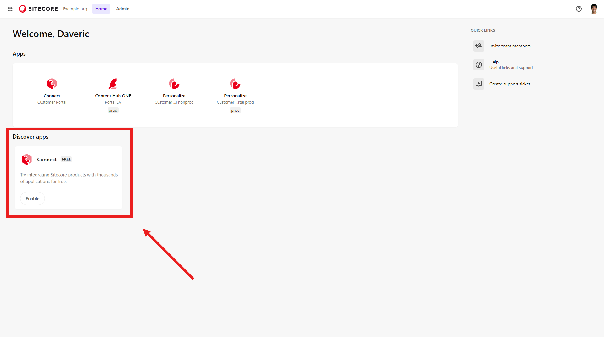 The Sitecore Cloud Portal homepage. The Sitecore Cloud Portal homepage.