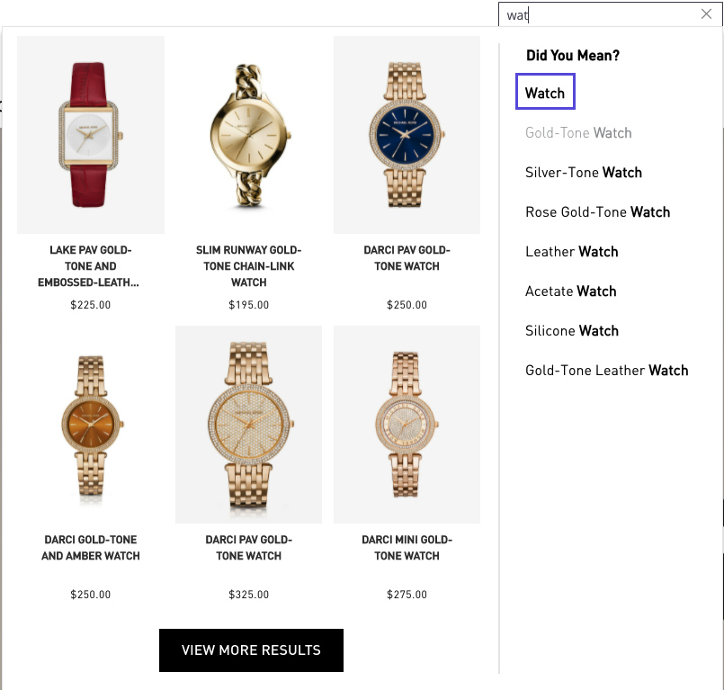 Screenshot of preview search widget with word "Watch" highlighted.