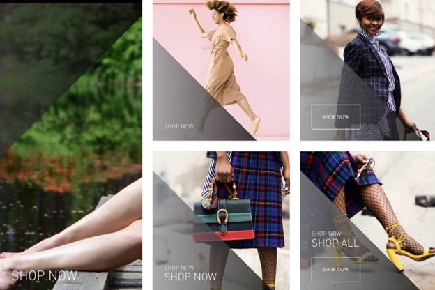 There are five images in three columns. Each image has overlay text and a call-to-action button. The first image is in the first column. The second and fourth images occupy the second column, and the third and fifth images occupy the third column. There are five images in three columns. Each image has overlay text and a call-to-action button. The first image is in the first column. The second and fourth images occupy the second column, and the third and fifth images occupy the third column.