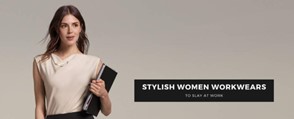This is a single image. On the left, a woman holds a laptop. On the bottom right, text appears in two lines. There is a grayish background.
