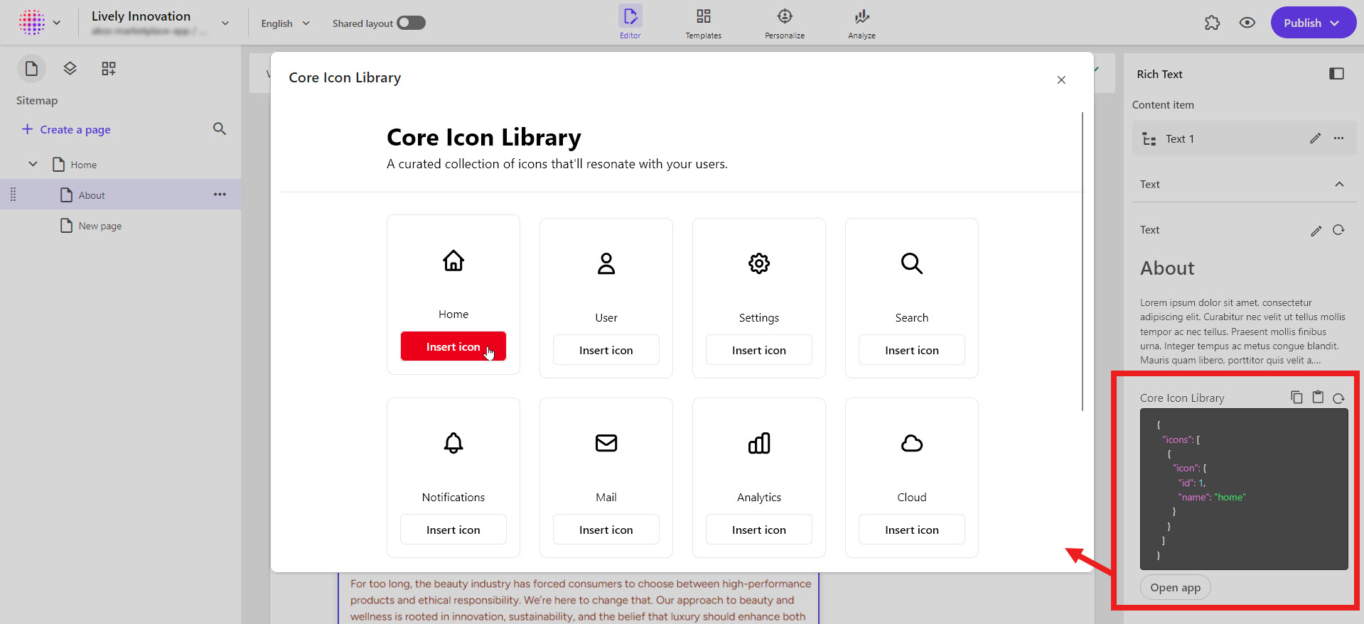 An example custom field appears in the fields panel. The corresponding Marketplace app appears in a modal.