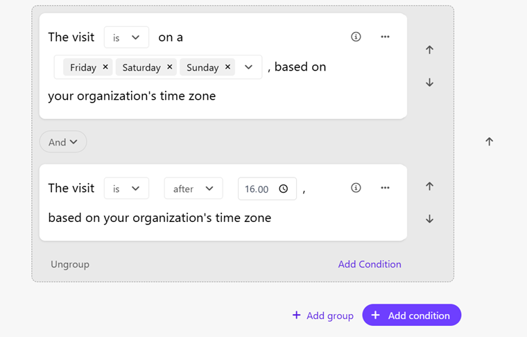 Adding conditions to a group to be evaluated as a single unit.