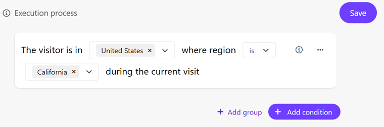 Select a condition to use and complete the required information