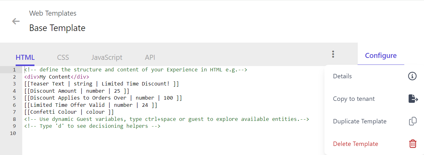 Copying a web template in the Developer Center to another tenant