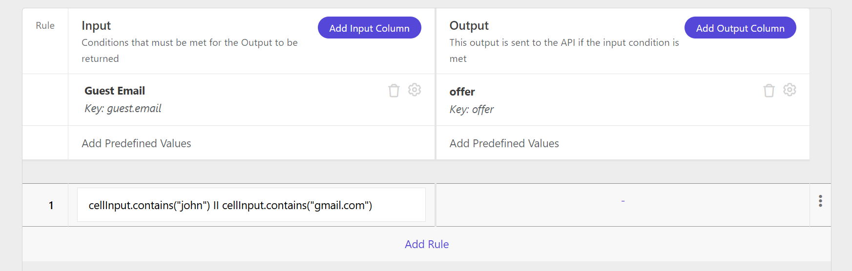 Double click the Input column to manually enter or edit a value.