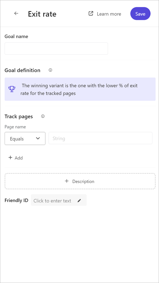 Adding an exit goal to an experiment in Sitecore Personalize.