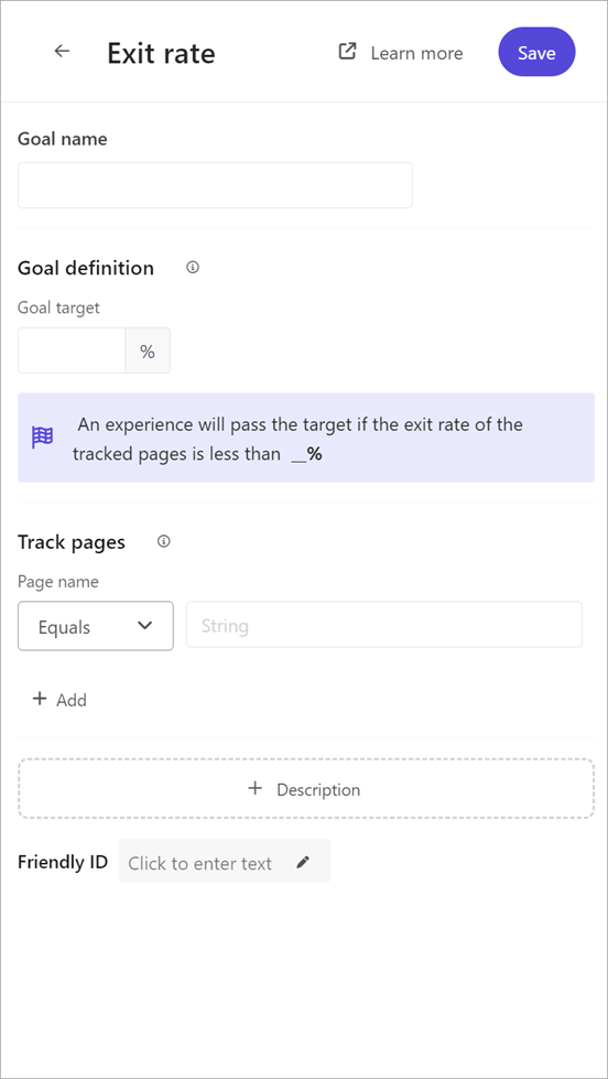 Adding an exit goal to an experience in Sitecore Personalize.