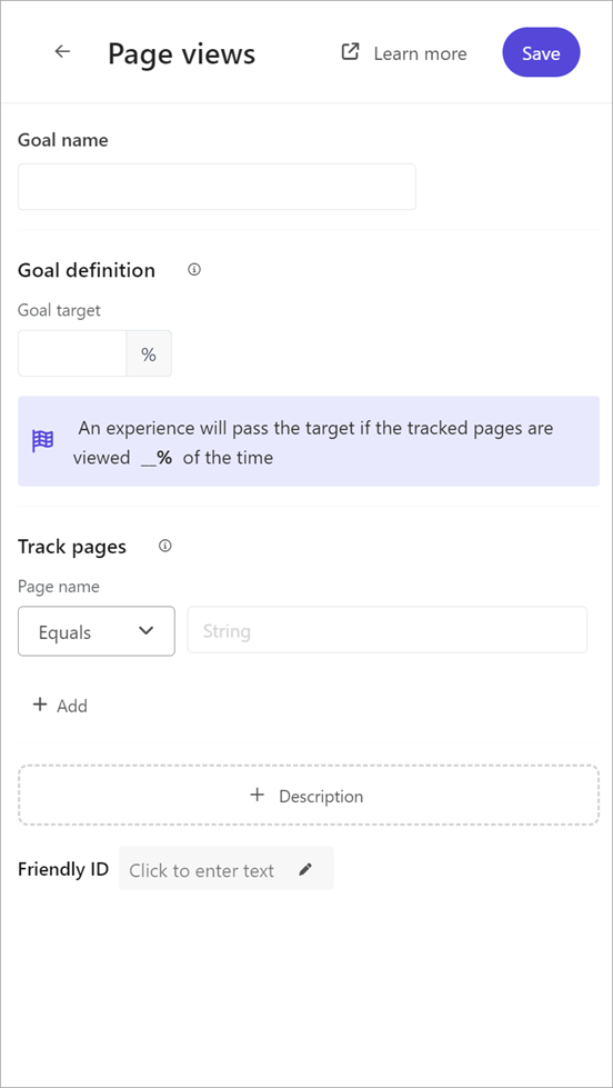 Adding a page view goal to an experience in Sitecore Personalize.