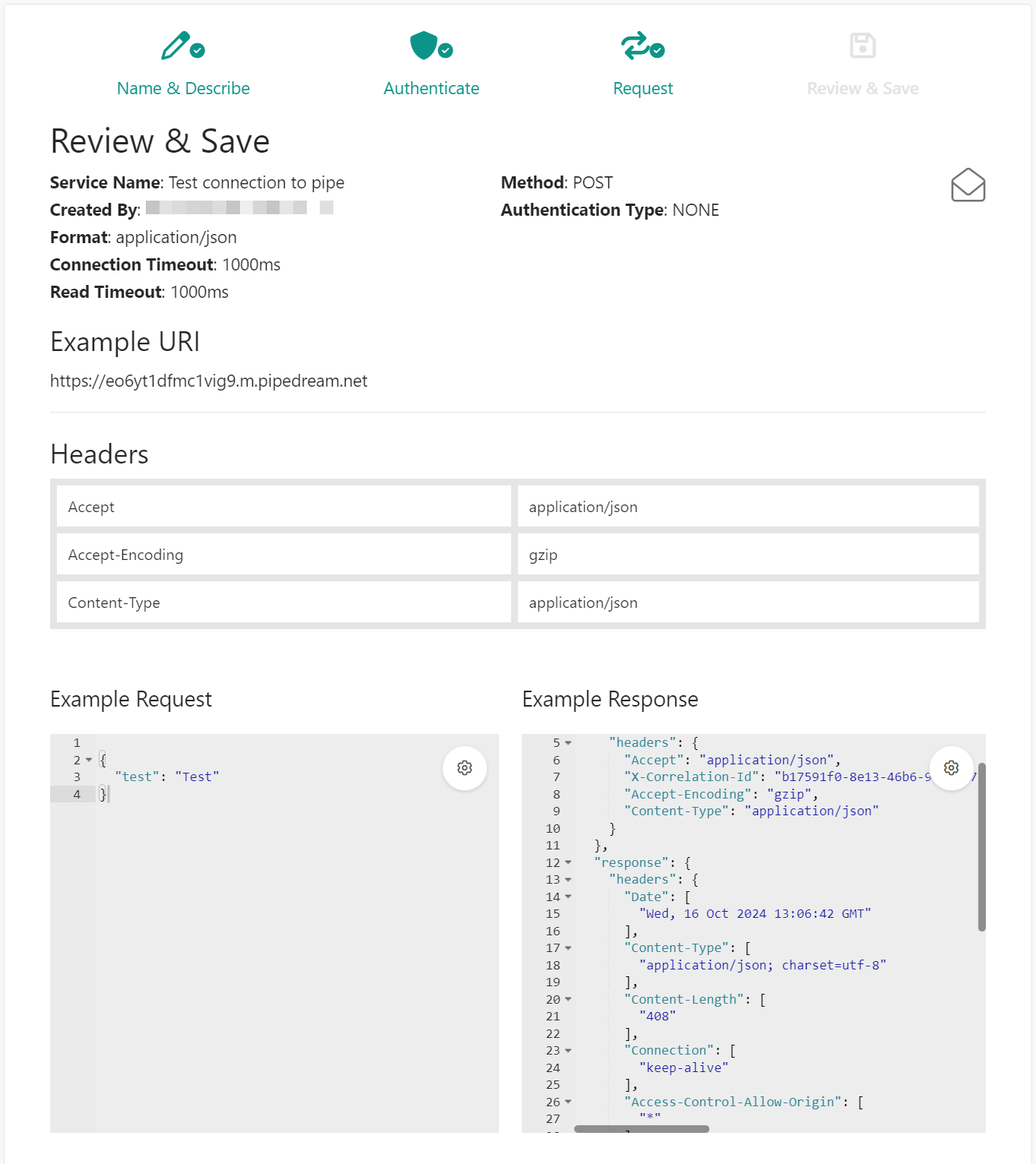 Verify that the new connection details are correct on the Review & Save page. Verify that the new connection details are correct on the Review & Save page.