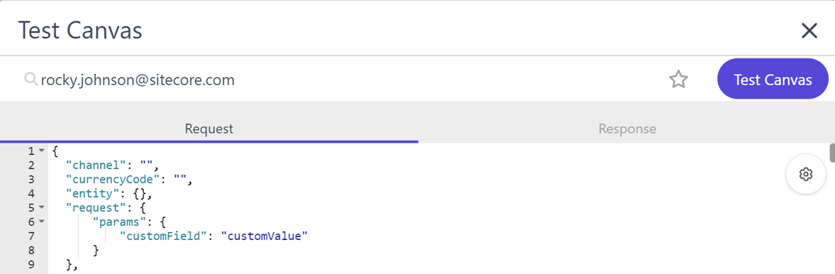 Testing an interactive experience by adding the request object into the top level of the context object.