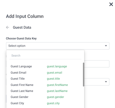 Selecting the input source for an input column in a decision table.