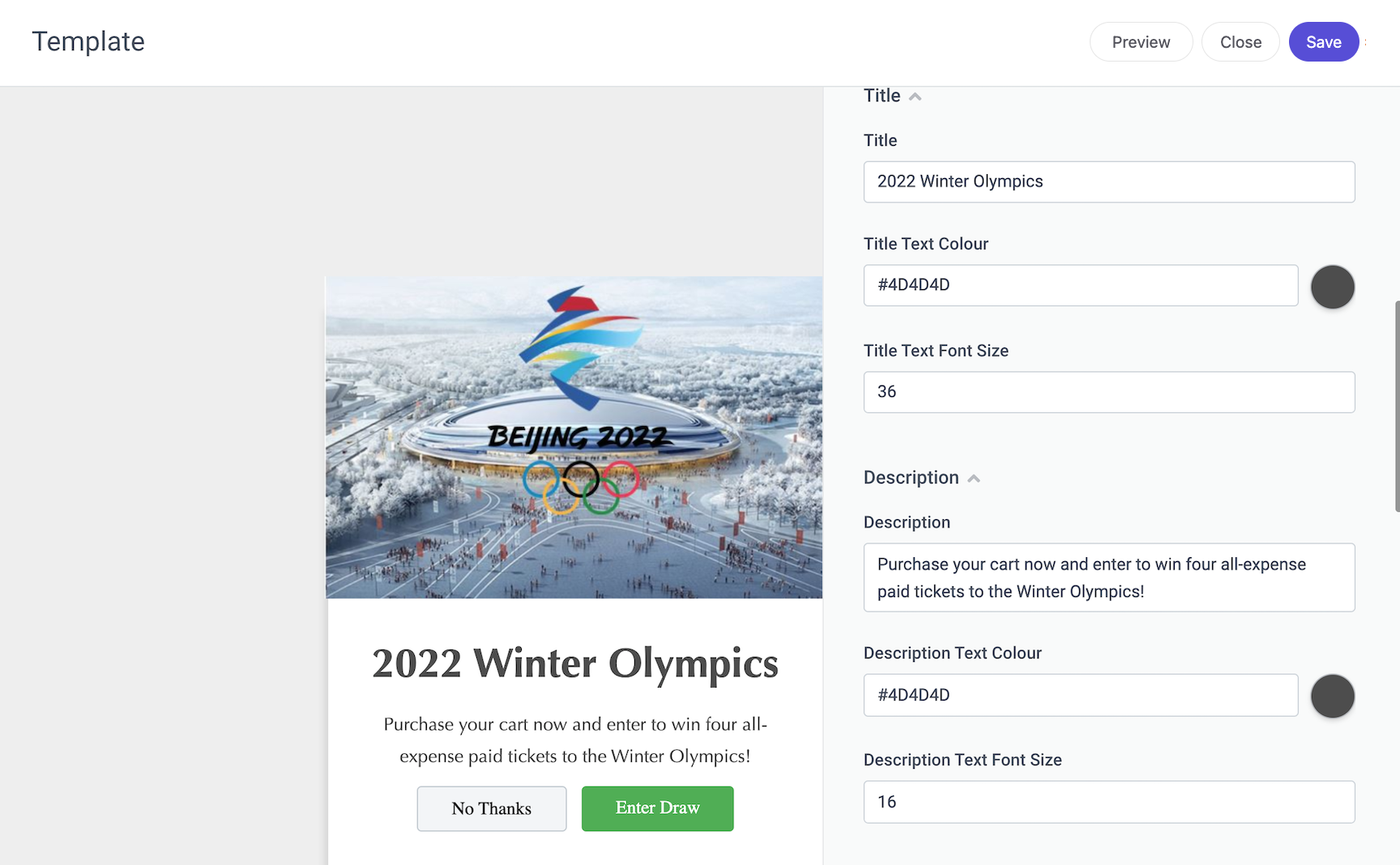 A web template rendering form content.