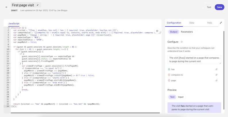 Configuring a condition