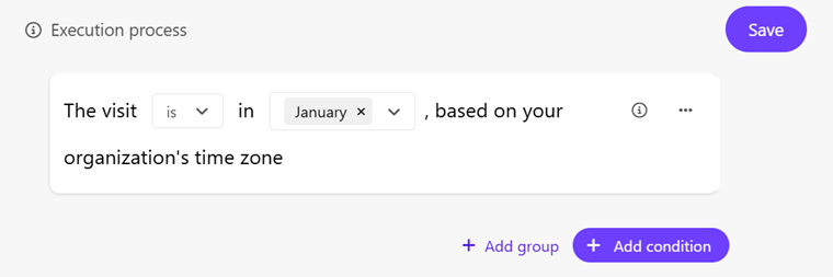 Select a condition to use and complete the required information