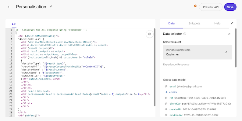 Composing the API response using FreeMarker