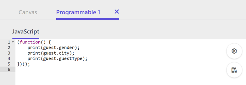 Adding print statements in a programmable component to print guest data.