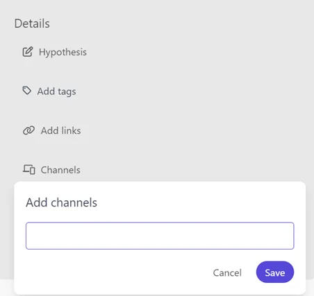 Add a channel label in the Details pane.