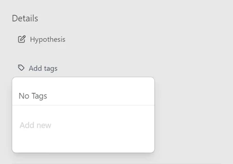 Assign tags to an experiment or experience in the Details pane.