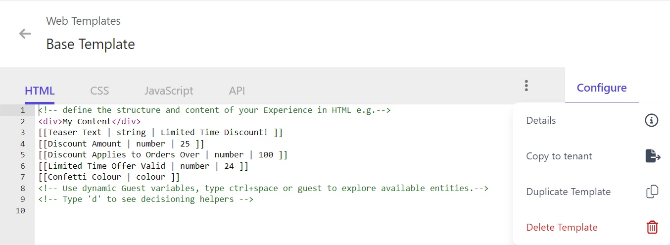 Copying a web template in the Developer Center to another tenant