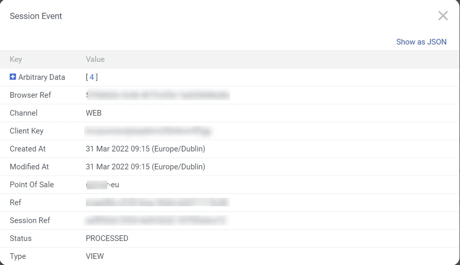 Event details screen in Sitecore CDP